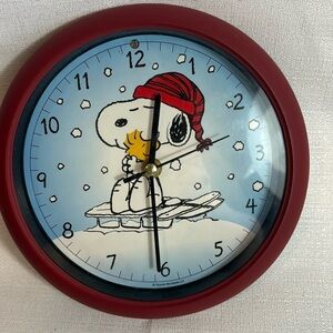Clock Snoopy &‎ Woodstock winter snow Christmas 6"x6" with MUSIC